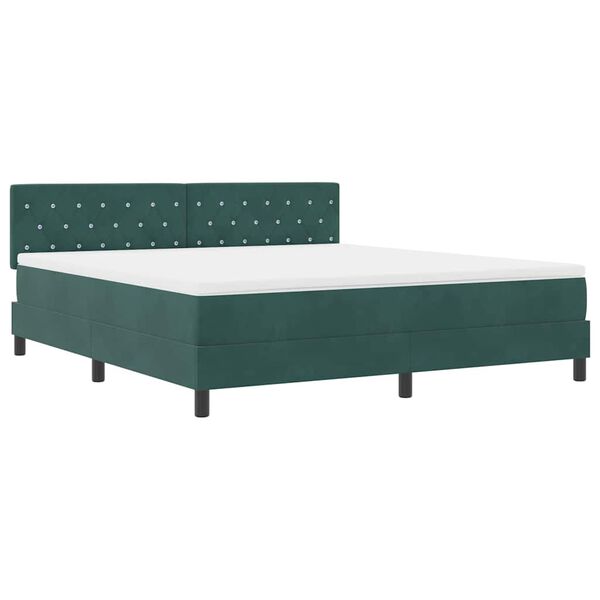 vidaXL Letto a Sorgente LED con led Verde Scuro 180 x 200 cm Velluto
