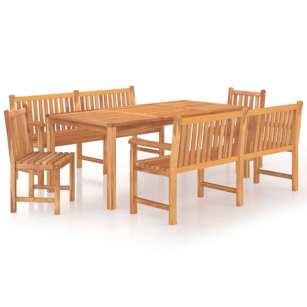 vidaXL Set da Pranzo per Giardino 5 pz in Legno Massello di Teak