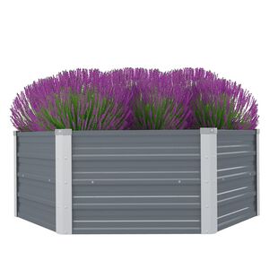 vidaXL Letto di Coltura Rialzato 129x129x45 cm Acciaio Zincato Grigio