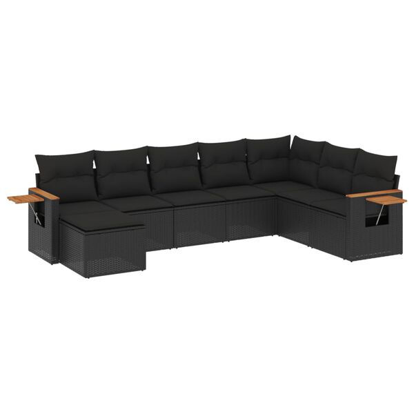 vidaXL Set Divani da Giardino con Cuscini 8 pz Nero in Polyrattan