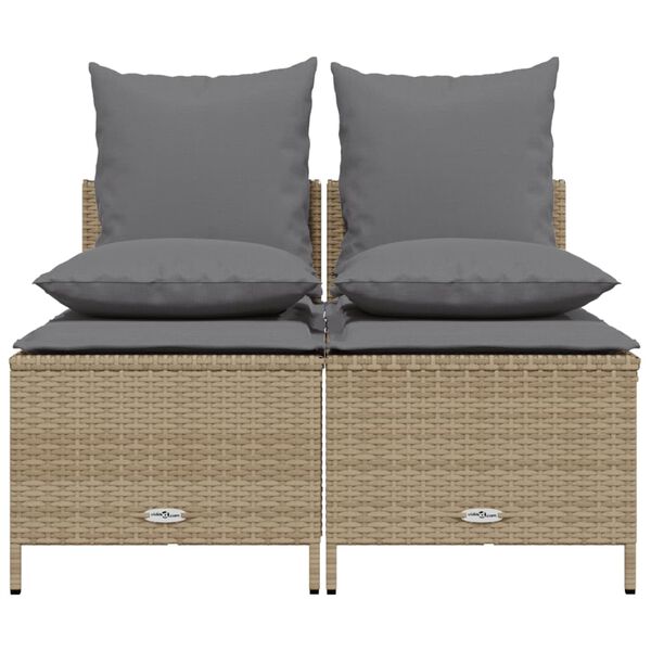 vidaXL Set Divano da Giardino 4 pz con Cuscini Beige in Polyrattan