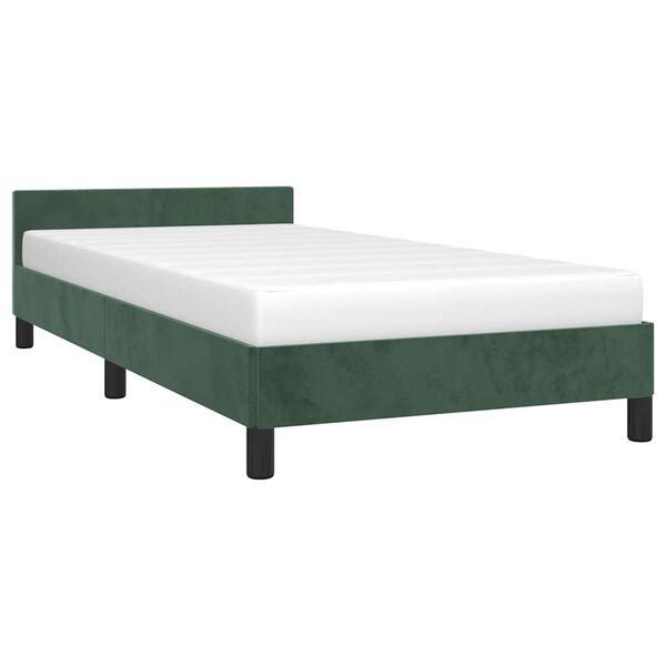 vidaXL Giroletto senza Materasso Verde Scuro 90x190 cm in Velluto