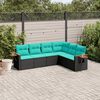 vidaXL Set Divani da Giardino 6 pz con Cuscini Nero in Polyrattan