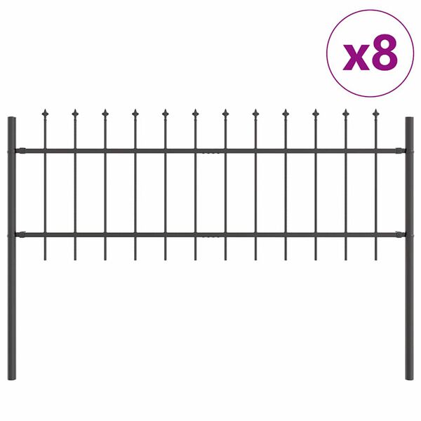vidaXL Recinzione per Giardino 8 pcs Grigio 13,6 x 0,6 m
