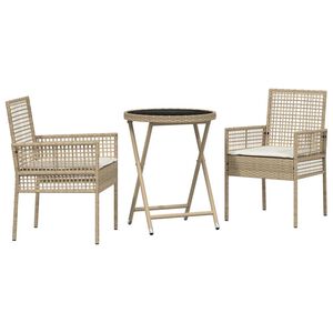 vidaXL Set Bistro da Giardino 3 pcs Beige polyrattan