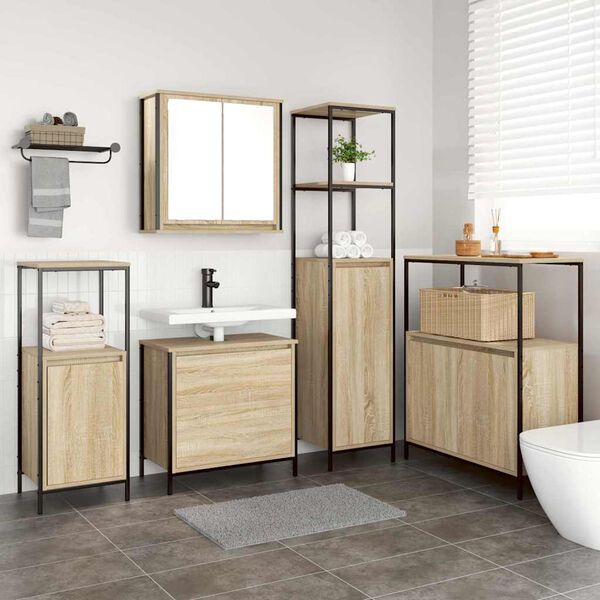 vidaXL Set Mobili da Bagno 2 pz Rovere Sonoma in Legno Multistrato