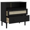 vidaXL Credenza SENJA Aspetto Rattan Nero 80x40x80 cm Massello Pino
