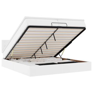 vidaXL Struttura Letto Pouf con Materassi Bianco 200x200 cm Similpelle