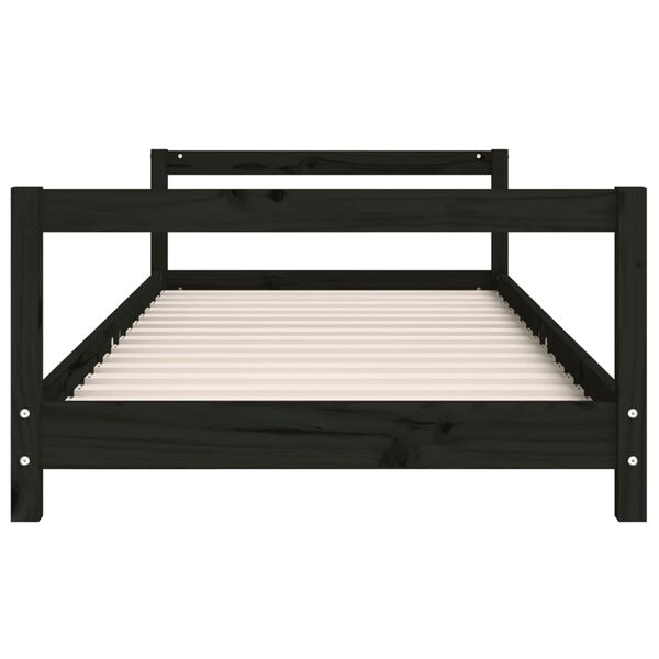 vidaXL Giroletto per Bambini Nero 90x190 cm in Legno Massello di Pino