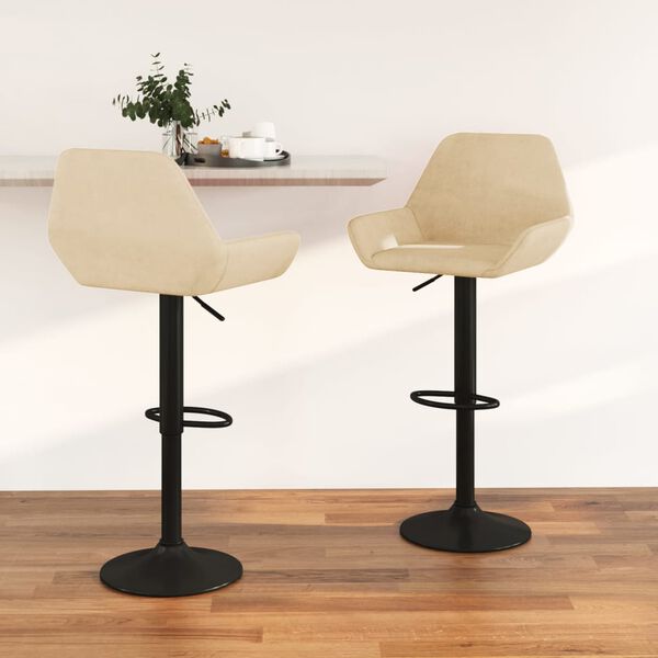 vidaXL Sgabelli da Bar 2 pz Crema in Velluto