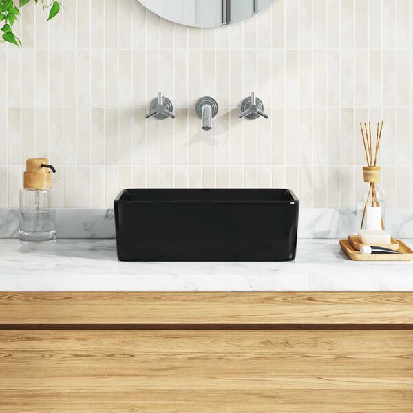 vidaXL Lavandino 40x30x13 cm in Ceramica Nero