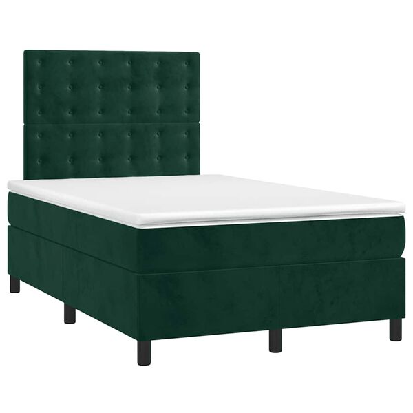 vidaXL Letto a Molle con Materasso e LED Verde Scuro 120x200cm Velluto