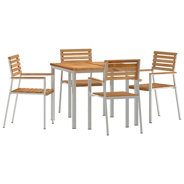 vidaXL Setdapranzodagiardino 5 pcs Marrone Teak solido