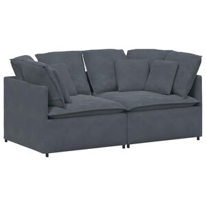 vidaXL Divano Modulare con Cuscini in Velluto Grigio Scuro