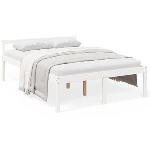 vidaXL Letto per Anziani Bianco 140x190 cm in Legno Massello di Pino