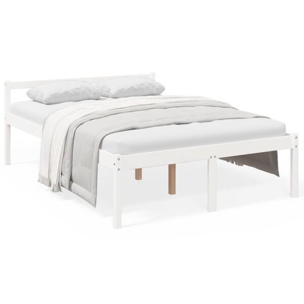 vidaXL Letto per Anziani Bianco 140x190 cm in Legno Massello di Pino