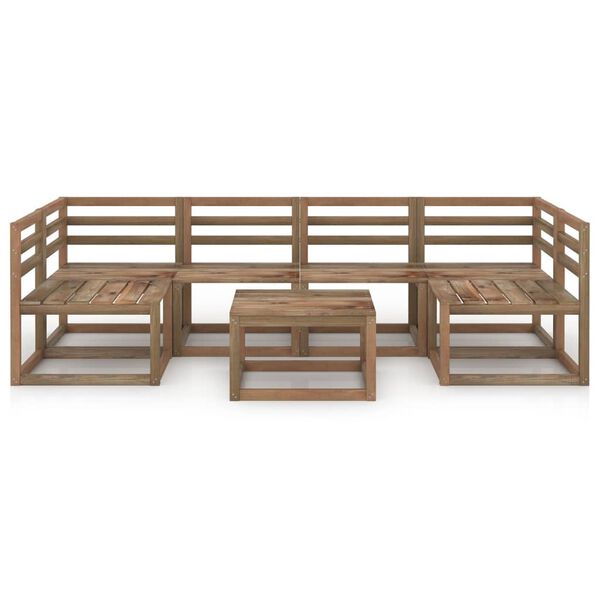 vidaXL Set Salotto da Giardino 7pz in Legno di Pino Impregnato Marrone