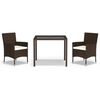 vidaXL Set da Pranzo da Giardino 3pz con Cuscini in Polyrattan Marrone