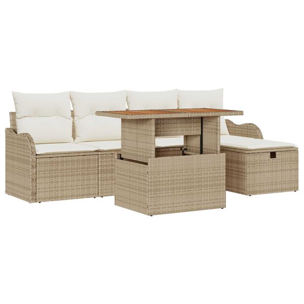 vidaXL Set Divano da Giardino 6 pcs Beige polyrattan