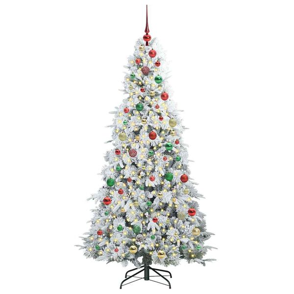 vidaXL Albero di Natale Artificiale con Rami Pieghevoli Bianco 180 cm