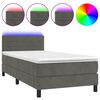vidaXL Letto a Molle con Materasso e LED Grigio Scuro 90x190cm Velluto