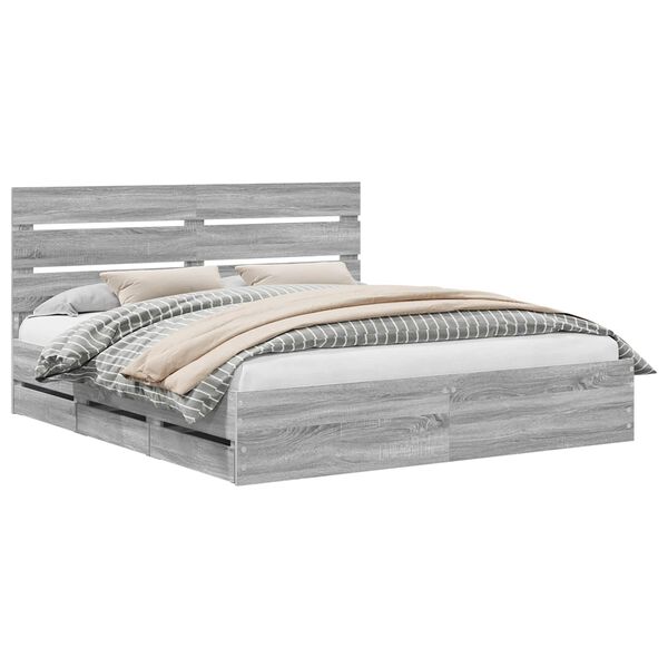 vidaXL Struttura del letto con cassetto Grigio Sonoma 200 x 200 cm