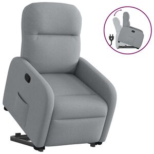 vidaXL Poltrona Alzapersona Reclinabile Grigio Chiaro in Tessuto