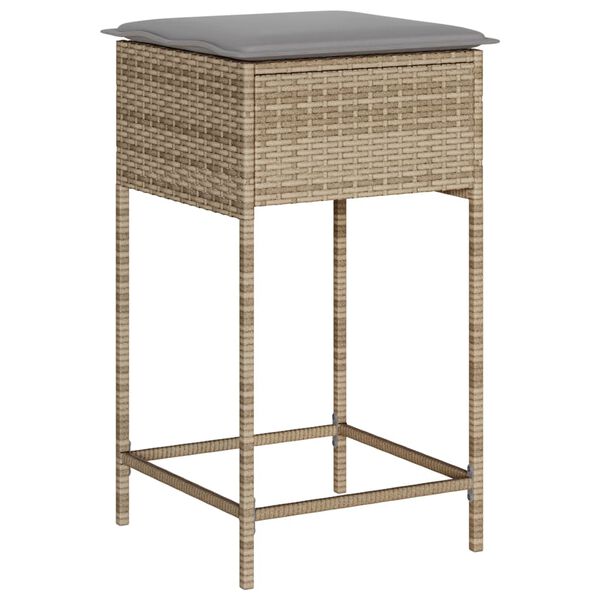 vidaXL Sgabelli da Bar con Cuscini 2 pz Beige in Polyrattan