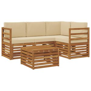vidaXL Set di divani da esterno 5 pz Naturale e Beige Poliestere