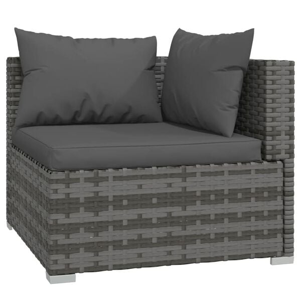vidaXL Set Divani da Giardino 13 pz con Cuscini in Polyrattan Grigio