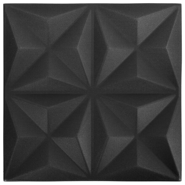vidaXL Pannelli da parete 48 pcs Origami Nero 50 x 50 cm Schiuma XPS