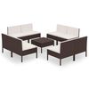 vidaXL Set Divani da Giardino 9 pz con Cuscini in Polyrattan Marrone