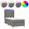 vidaXL Letto a Molle Materasso e LED Grigio Scuro 90x190 cm in Tessuto