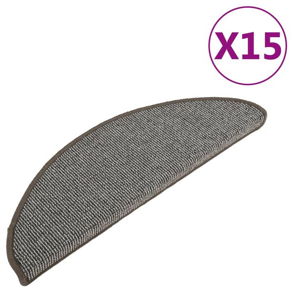 vidaXL Tappetini per scale 15 pz 65x21x4 cm Grigio Semicircolari Grandi