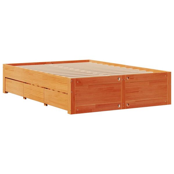 vidaXL Letto senza Materasso con Cassetti Marrone Cera 160x200 cm Pino