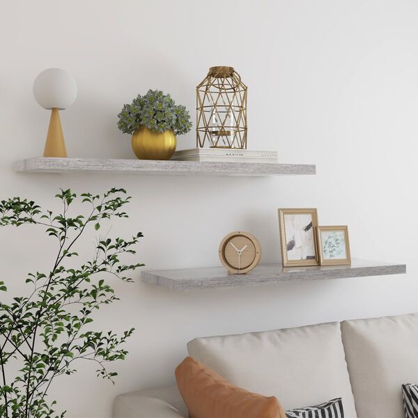 vidaXL Scaffali a Parete 2 pz Grigio Cemento 90x23,5x3,8 cm in MDF