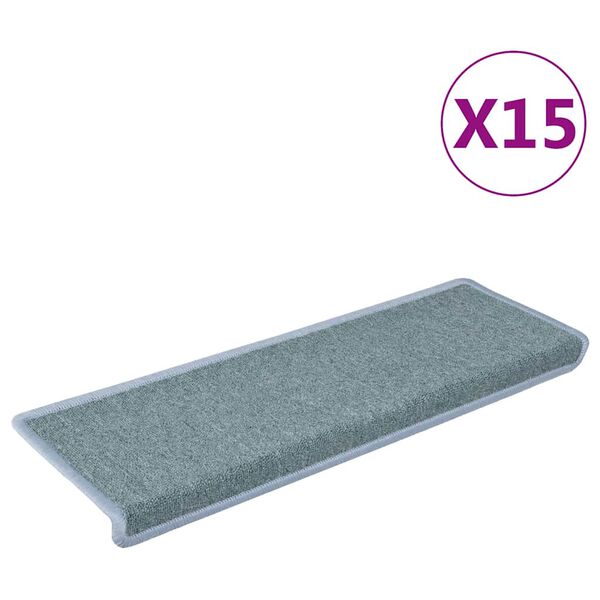 vidaXL Tappetini per scale 15 pz 65x21x4 cm Blu mare con bordo rettangolare