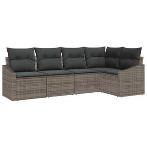 vidaXL Set Divano da Giardino con cuscino 5 pcs Grigio polyrattan