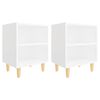 vidaXL Comodini con Gambe in Legno Massello 2pz Bianchi 40x30x50 cm
