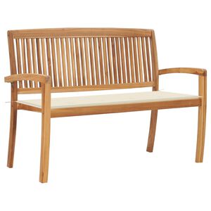 vidaXL Panchina da Giardino Impilabile e Cuscino 128,5cm Teak Massello