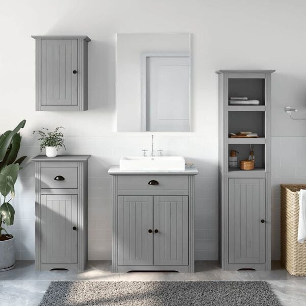 vidaXL Set Mobili da Bagno 4 pz BODO Bianco in Legno Massello di Pino