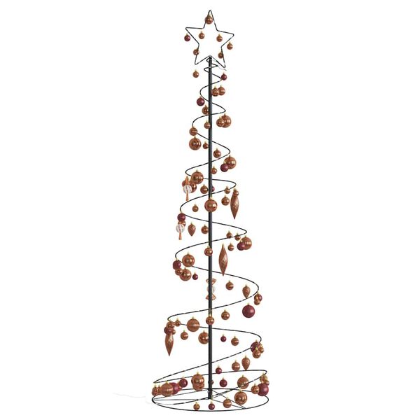 vidaXL Albero di Natale a LED con Palline 120 LED Bianco Caldo 180 cm