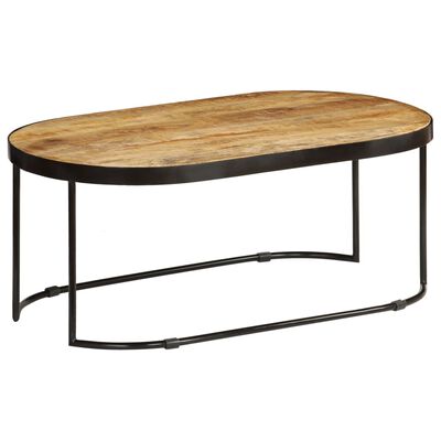 vidaXL Tavolino Ovale in Massello Grezzo di Mango e Acciaio 100 cm