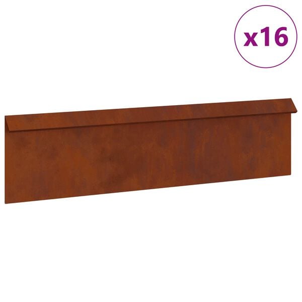 vidaXL Recinto per lumache 16 pcs Ruggine 100 x 3,5 x 25 cm