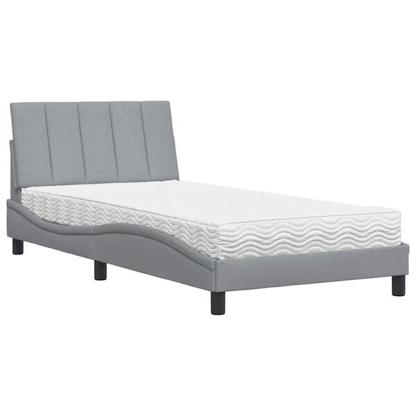vidaXL Letto con Materasso Hanko Grigio Chiaro 100x200 cm in Tessuto