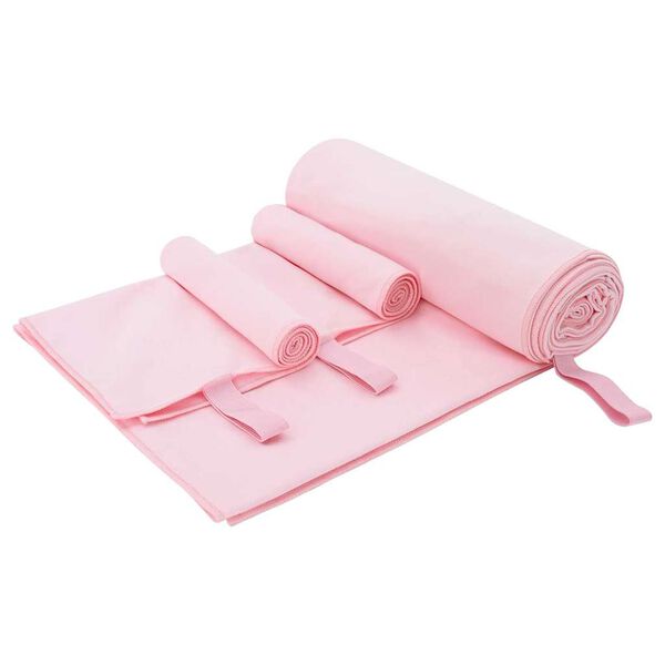 vidaXL Set di Asciugamani Sportivi 3 pcs Rosa Poliestere e poliammide