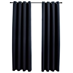 vidaXL Tende Oscuranti con Anelli in Metallo 2 pz Nere 140x175 cm