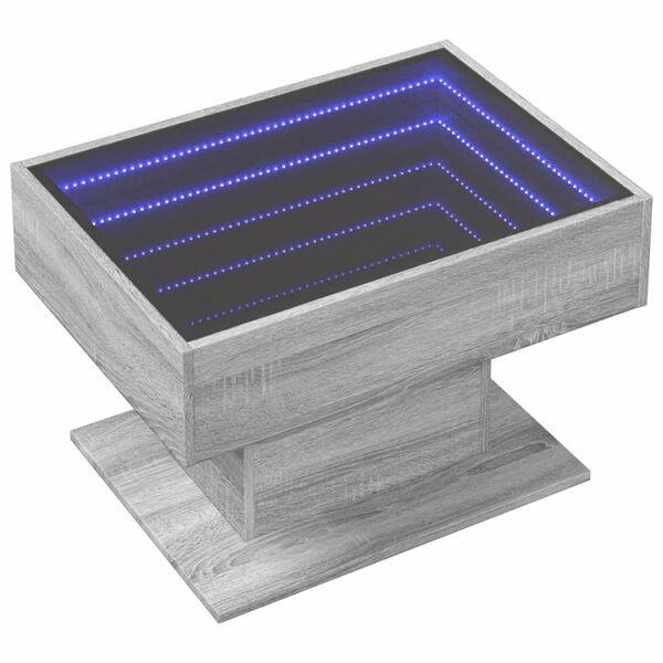 vidaXL Tavolino Salotto con LED Grigio Sonoma 70x50x45 cm Multistrato