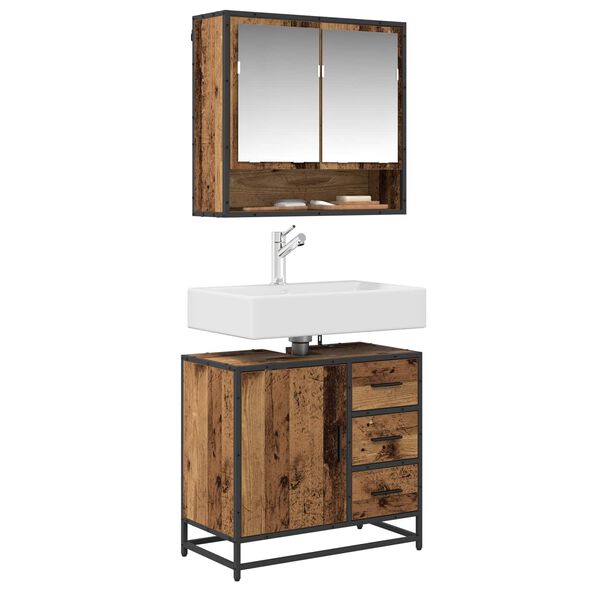 vidaXL Mobile da Bagno Legno vecchio 65 x 33 x 60 cm Legno multistrato