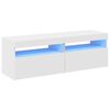 vidaXL Mobili Porta TV con Luci LED 2 pz Bianchi 60x35x40 cm